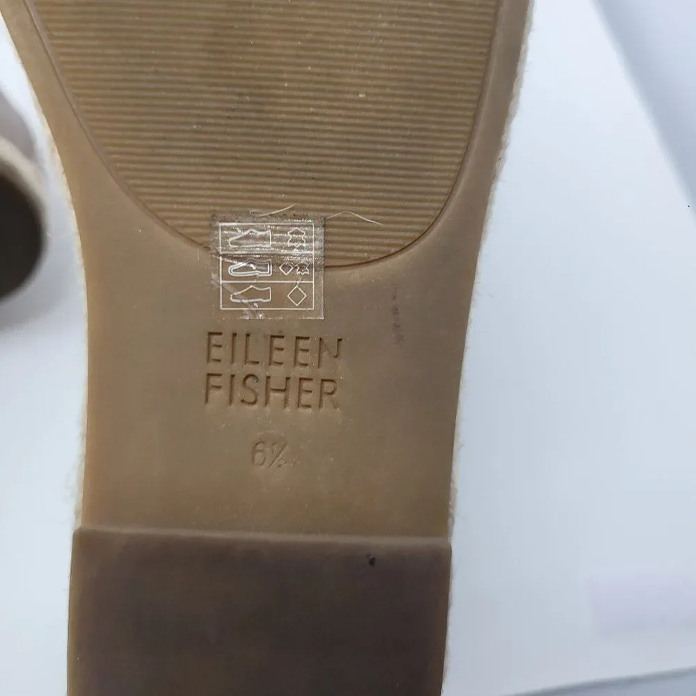 Eileen Fisher Shoes Mews Leather Slip-On Espadrilles Peep Toe Metallic Gold‎ 6.5